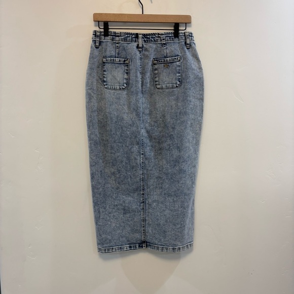 WASH LAB blue agate Sally Split Front Raw
Hem Denim Skirt sz 28 - Picture 7 of 9